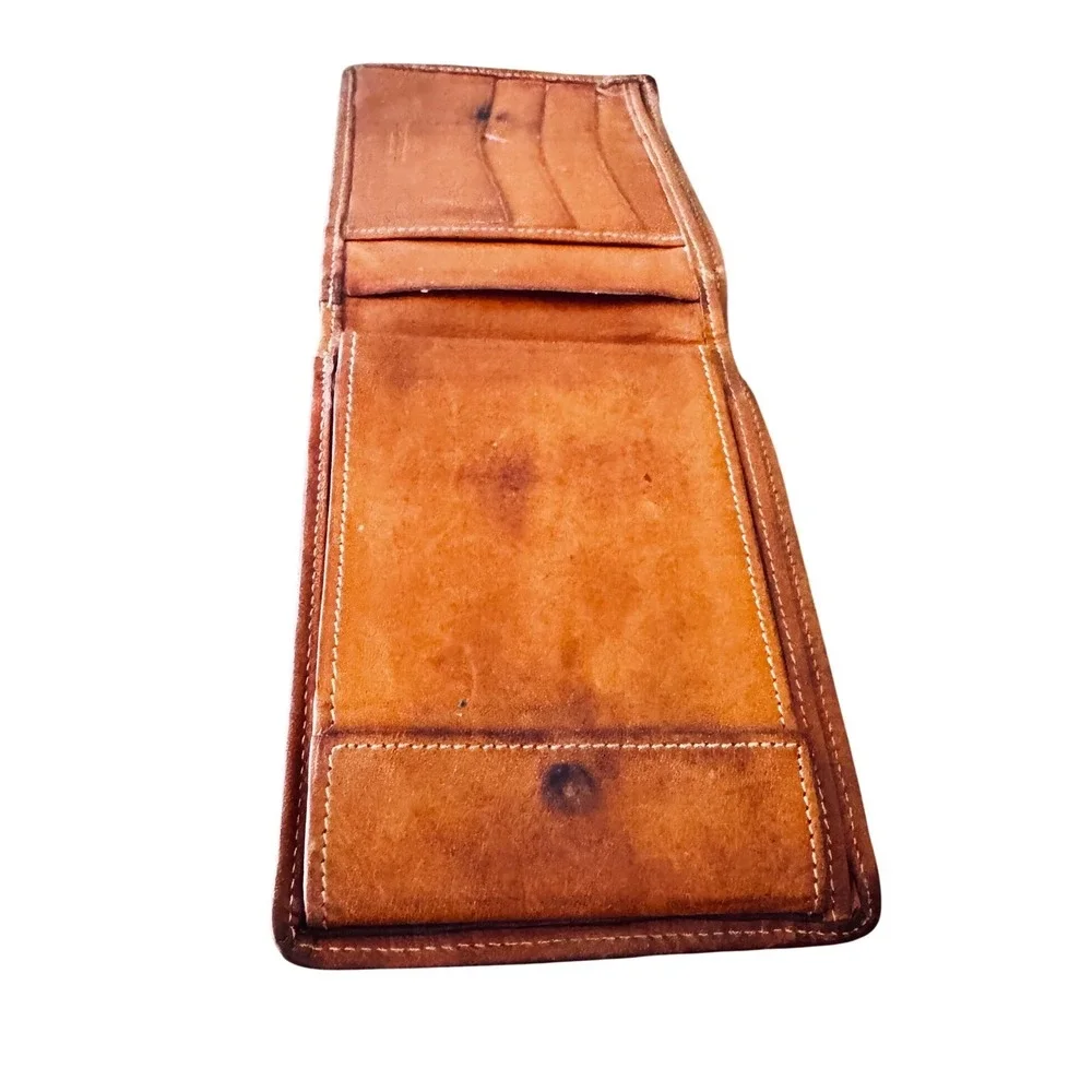 Rare Vintage Barrow Hepburn England Mens Leather Bifold Wallet Cognac 5.3x4